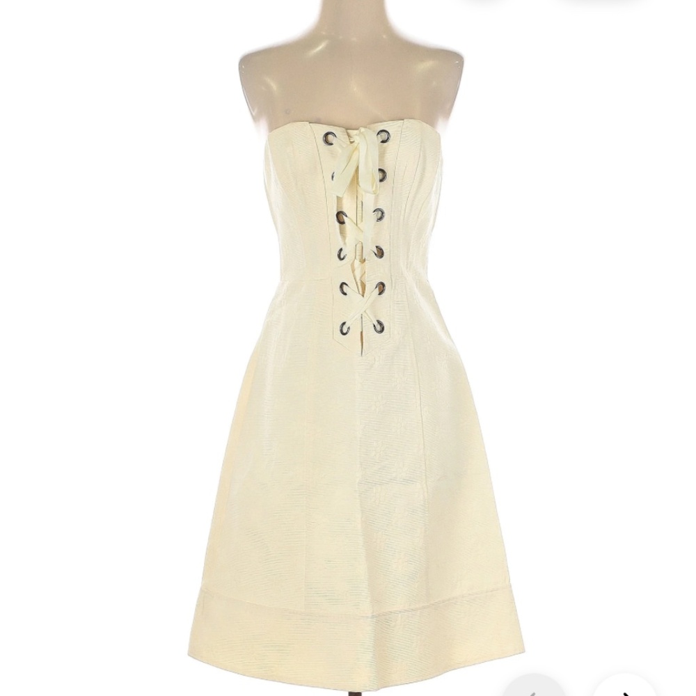 Nanette Lepore Cream Strapless Lace-Up Dress | Women’s Size 2